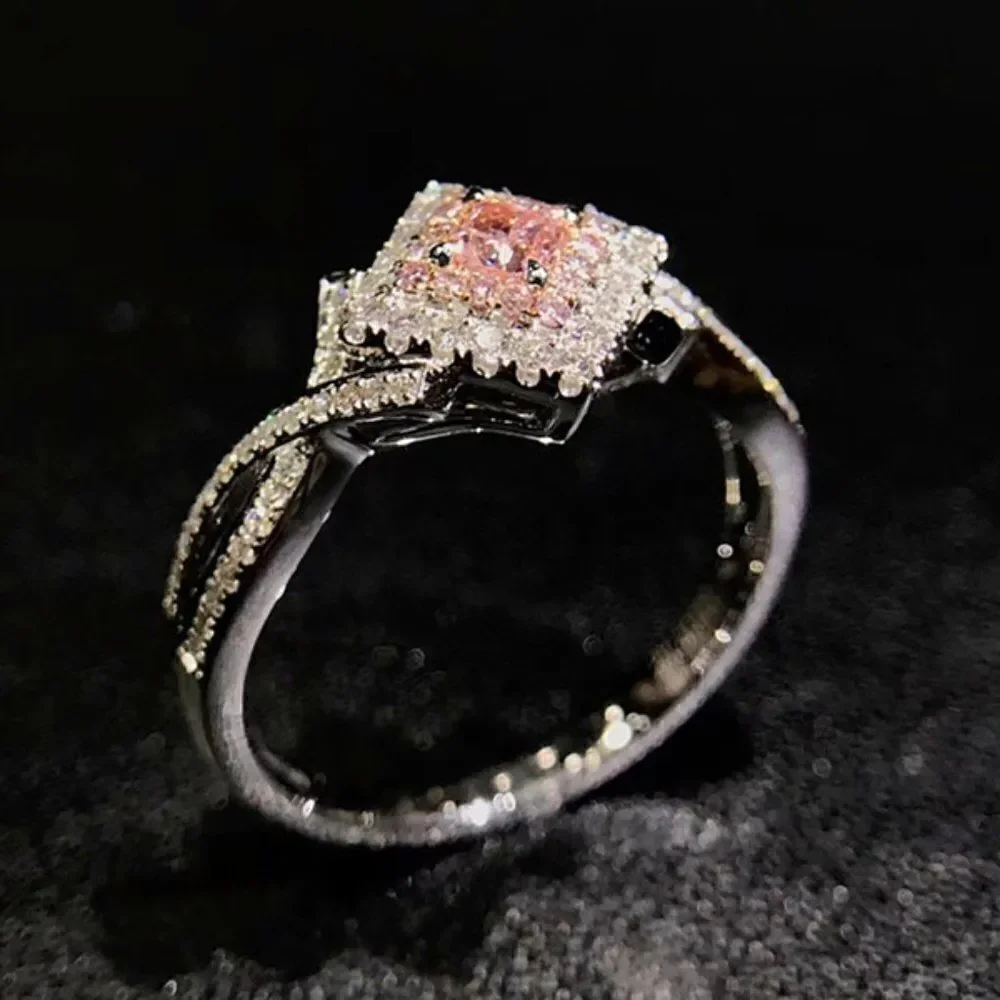 Sterling Silver Pink Topaz Encased with Diamonds
